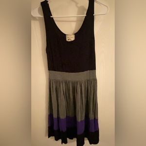 Ladies Color Block Black/Purple/Gray Tank Dress Size Medium